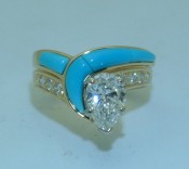R 255 turquoise, pear shape Diamond
